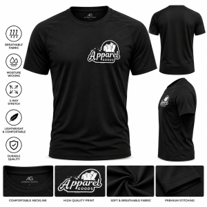 Apparel Goods Black Performance Activewear T-Shirt